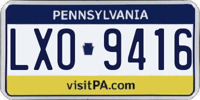 PA license plate LXO9416