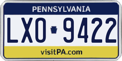 PA license plate LXO9422