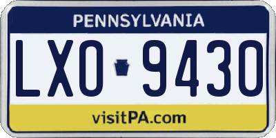 PA license plate LXO9430
