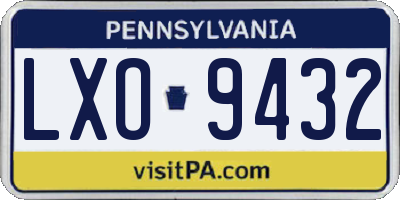 PA license plate LXO9432