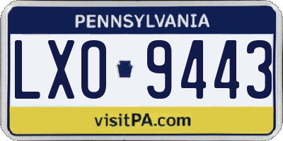 PA license plate LXO9443