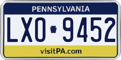 PA license plate LXO9452