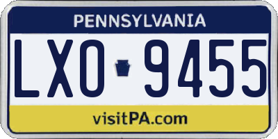 PA license plate LXO9455