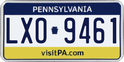 PA license plate LXO9461