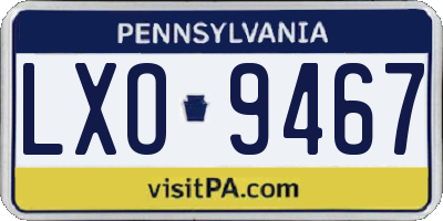 PA license plate LXO9467