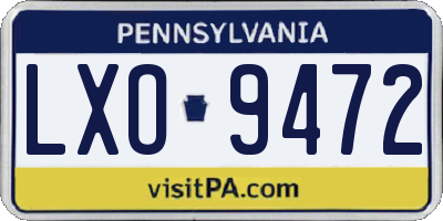 PA license plate LXO9472