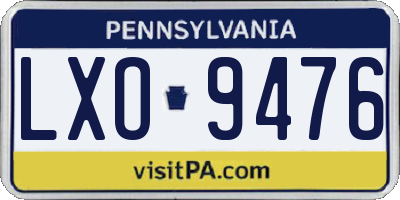 PA license plate LXO9476