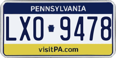 PA license plate LXO9478