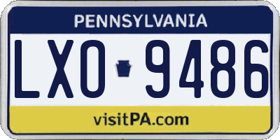 PA license plate LXO9486