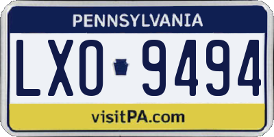 PA license plate LXO9494