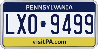 PA license plate LXO9499