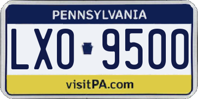 PA license plate LXO9500
