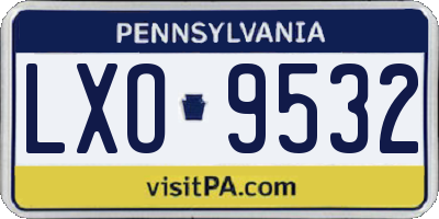 PA license plate LXO9532