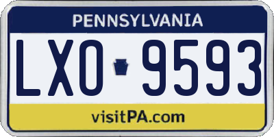 PA license plate LXO9593