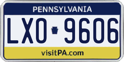 PA license plate LXO9606