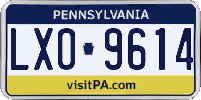PA license plate LXO9614