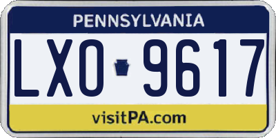 PA license plate LXO9617