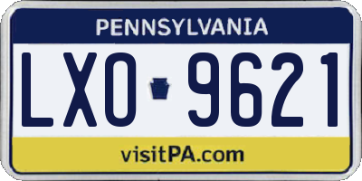 PA license plate LXO9621