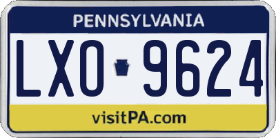 PA license plate LXO9624