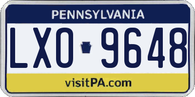 PA license plate LXO9648