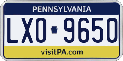 PA license plate LXO9650