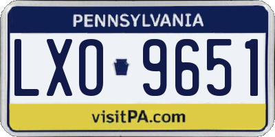 PA license plate LXO9651
