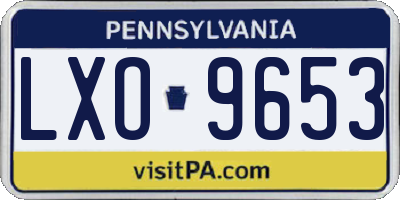 PA license plate LXO9653