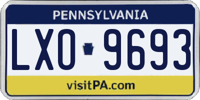 PA license plate LXO9693