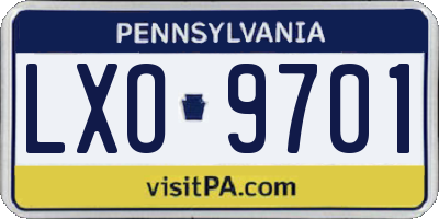 PA license plate LXO9701