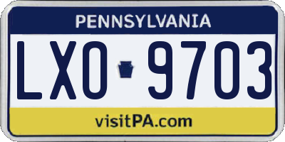 PA license plate LXO9703
