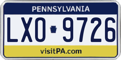 PA license plate LXO9726