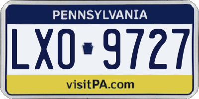 PA license plate LXO9727