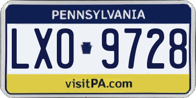 PA license plate LXO9728