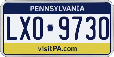 PA license plate LXO9730