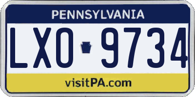 PA license plate LXO9734