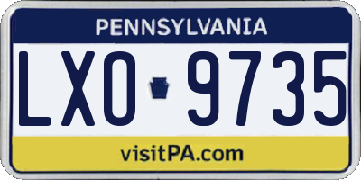 PA license plate LXO9735