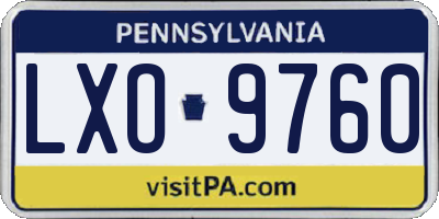 PA license plate LXO9760