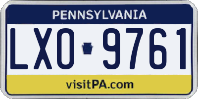 PA license plate LXO9761