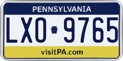 PA license plate LXO9765