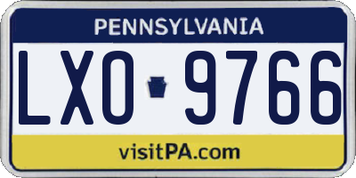 PA license plate LXO9766