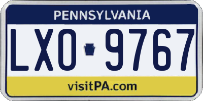 PA license plate LXO9767