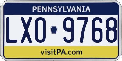 PA license plate LXO9768