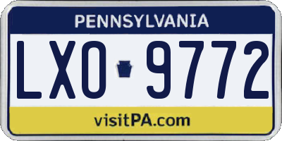 PA license plate LXO9772