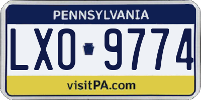 PA license plate LXO9774