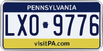 PA license plate LXO9776