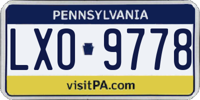 PA license plate LXO9778