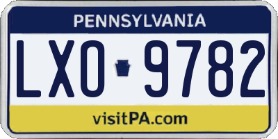 PA license plate LXO9782