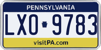PA license plate LXO9783
