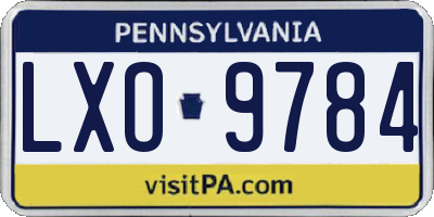 PA license plate LXO9784