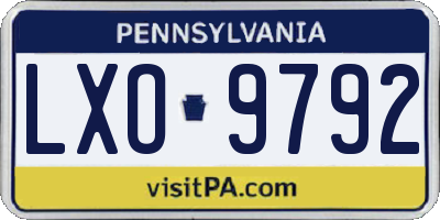 PA license plate LXO9792